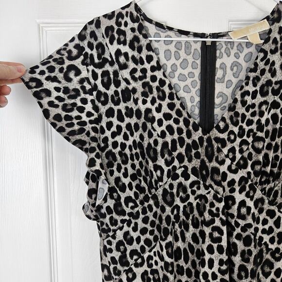 Michael Kors Leopard Print Dress Womens L Date Night Flowy Stretch Animal - Picture 4 of 7
